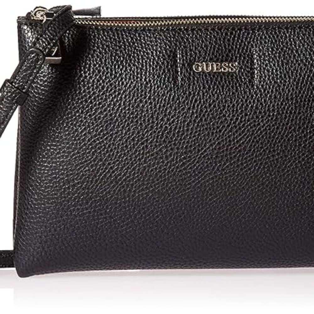 Guess Black Faux Leather Zip Crossbody